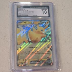Pokemon Pikachu EX Holo Trading Card - Yellow and Blue
